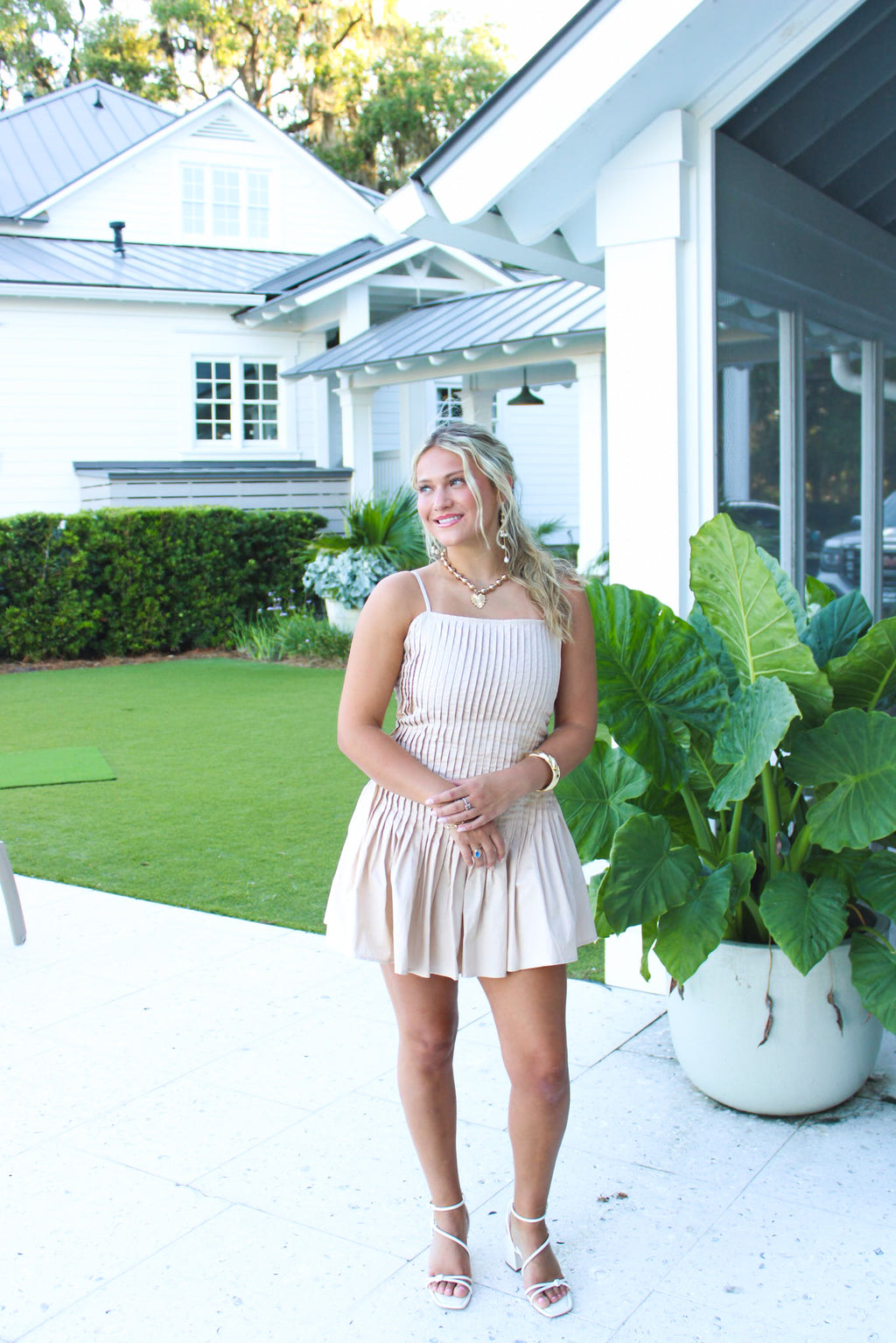 Pleated Mini Dress