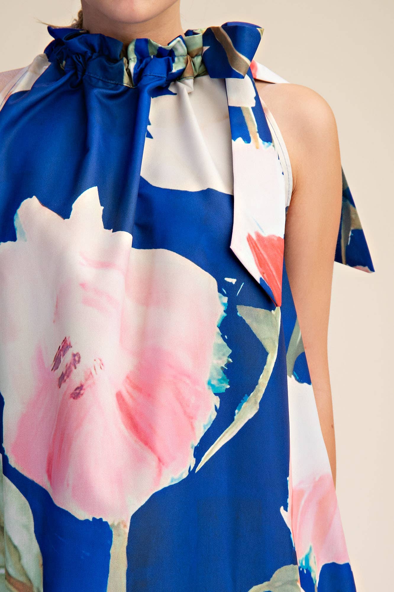 Mini Ruffle Neck Tie Dress